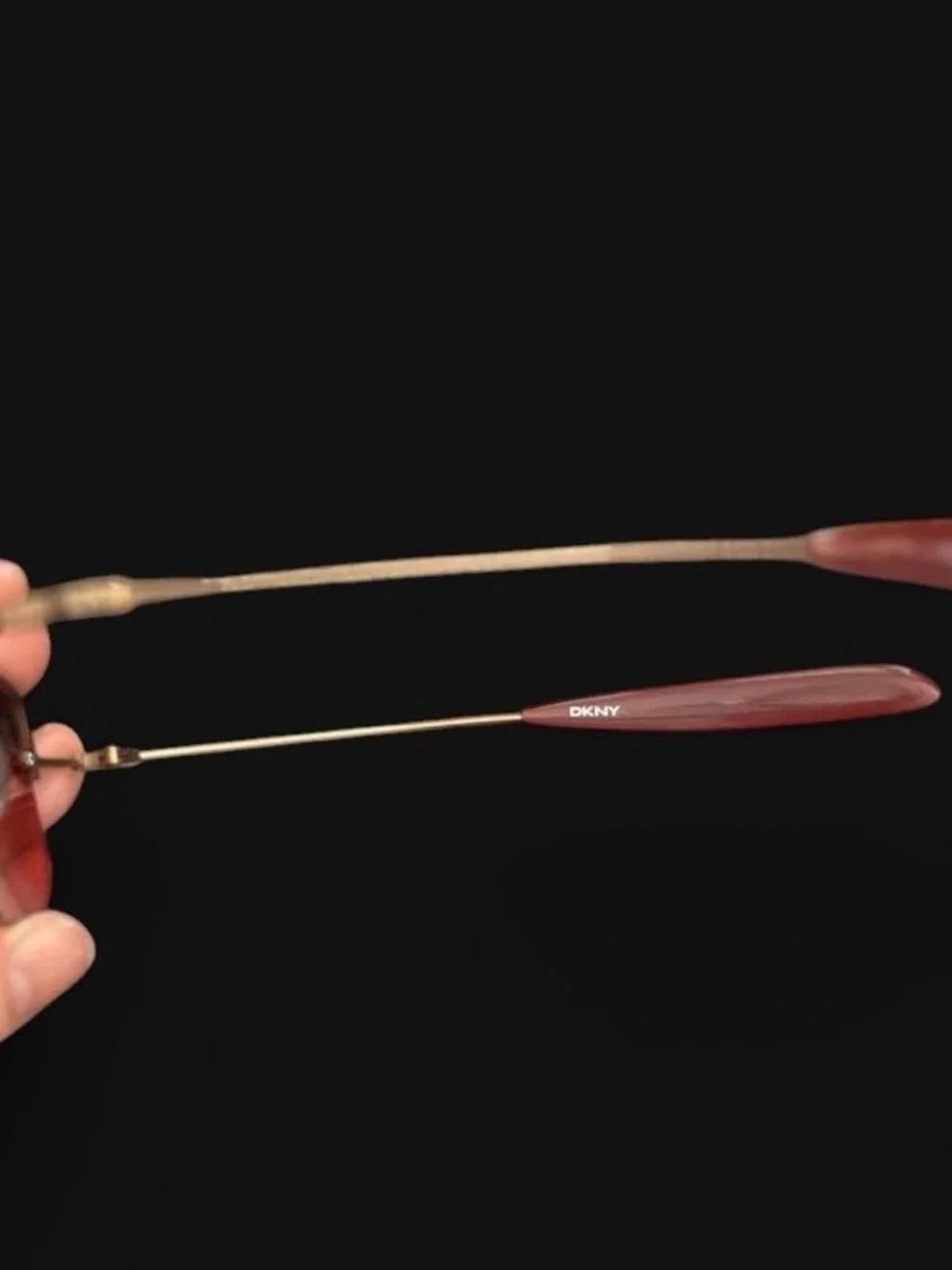 Y2K DKNY Rimless Sunglasses - Pink/Brown Lenses